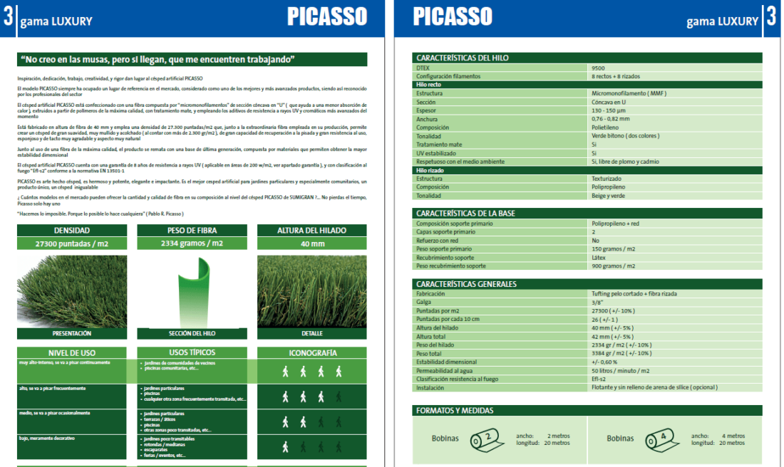 CÉSPED SINTÉTICO PICASSO 40MM - Imagen 2