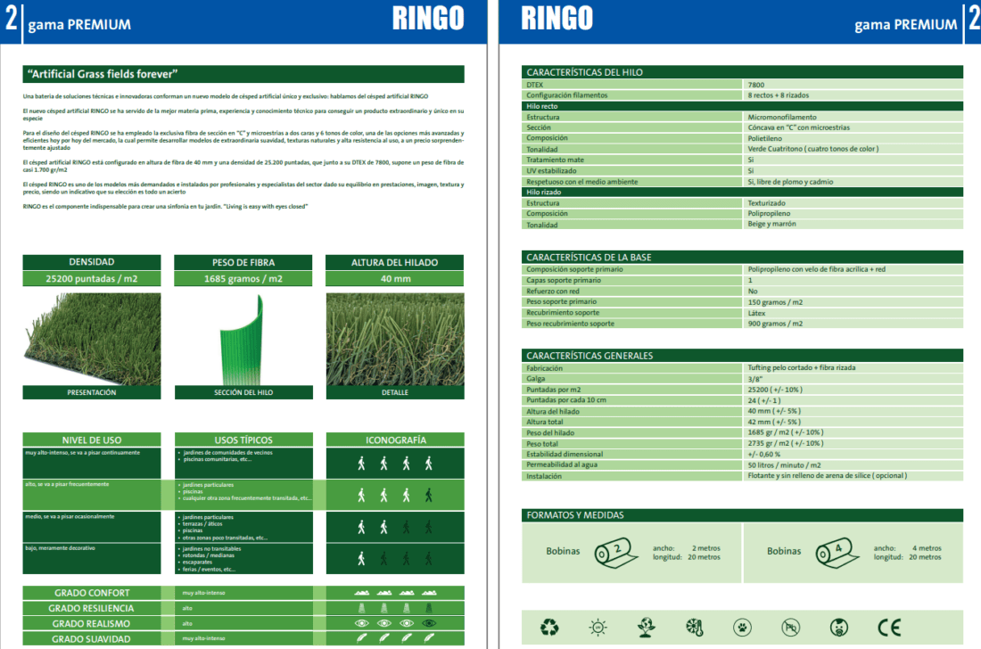 CÉSPED SINTÉTICO RINGO 40MM - Imagen 4