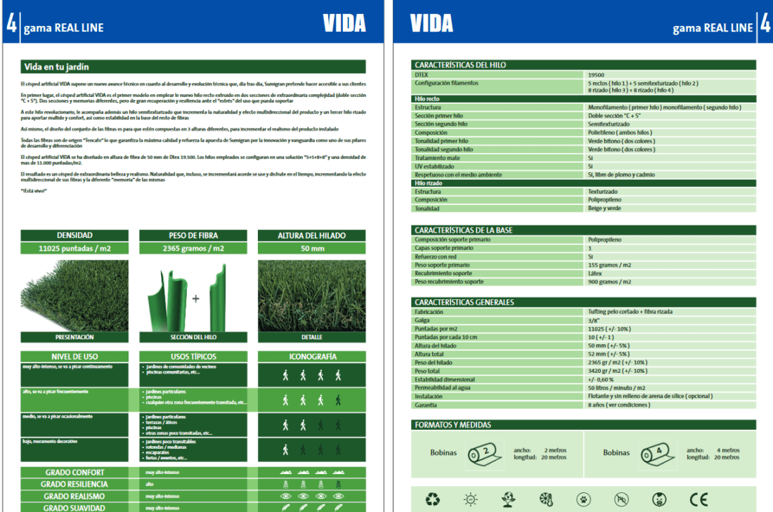 CÉSPED SINTÉTICO VIDA  50MM. - Imagen 4