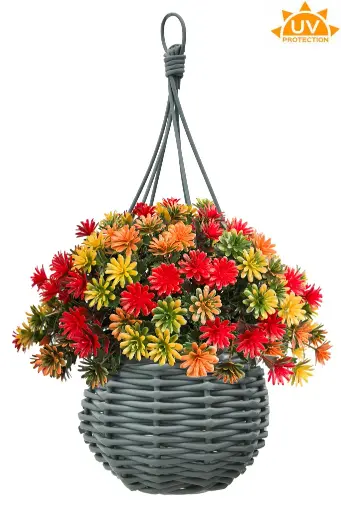 CESTA COLGANTE FLOR 20 CM UV.RF.U069X